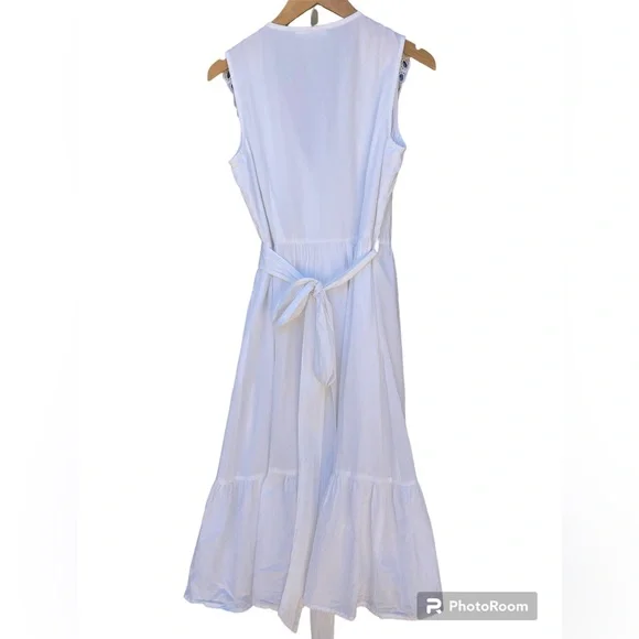 New York and company white eyelet V-neck sleeveless wrap dress size S - Picture 2 of 12